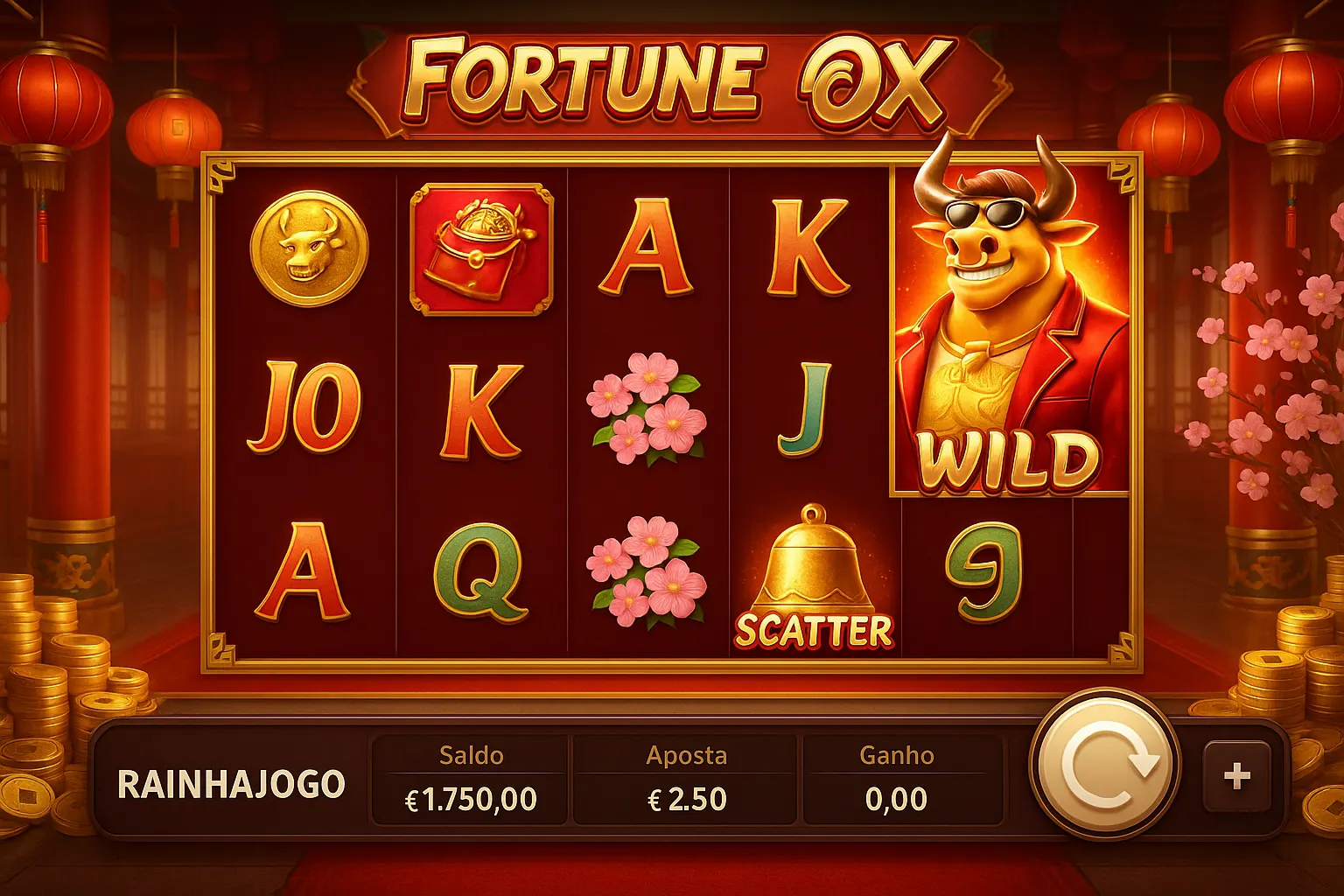 Fortune Ox no RAINHAJOGO - Aposte Agora e Reivindique Seus Ganhos